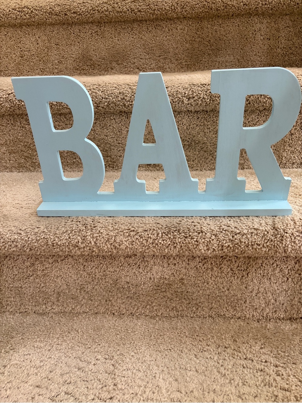 Light Blue 'BAR' Decorative Tabletop Sign - Home Dining Accent